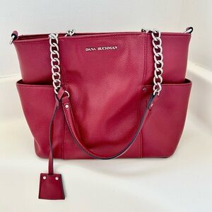 Dana Buchman Red Leather Shoulder Bag Purse